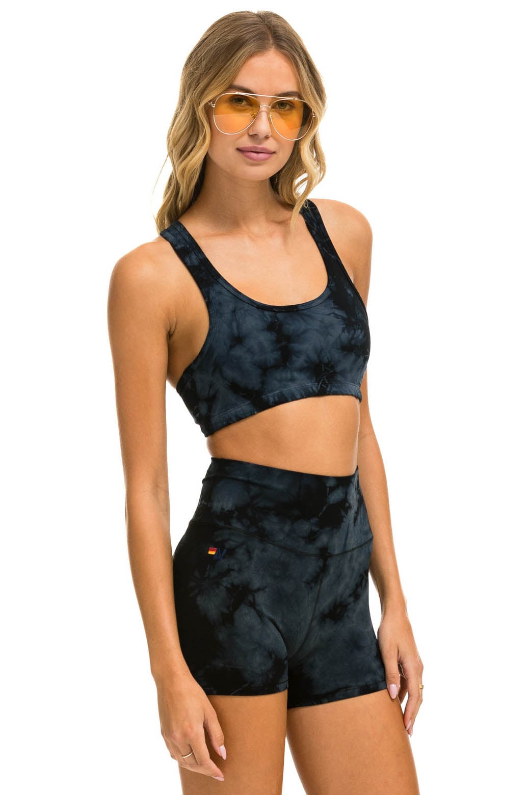 Aviator Nation HAND DYED SPORTS BRA - TIE DYE CRYSTAL SMOKE