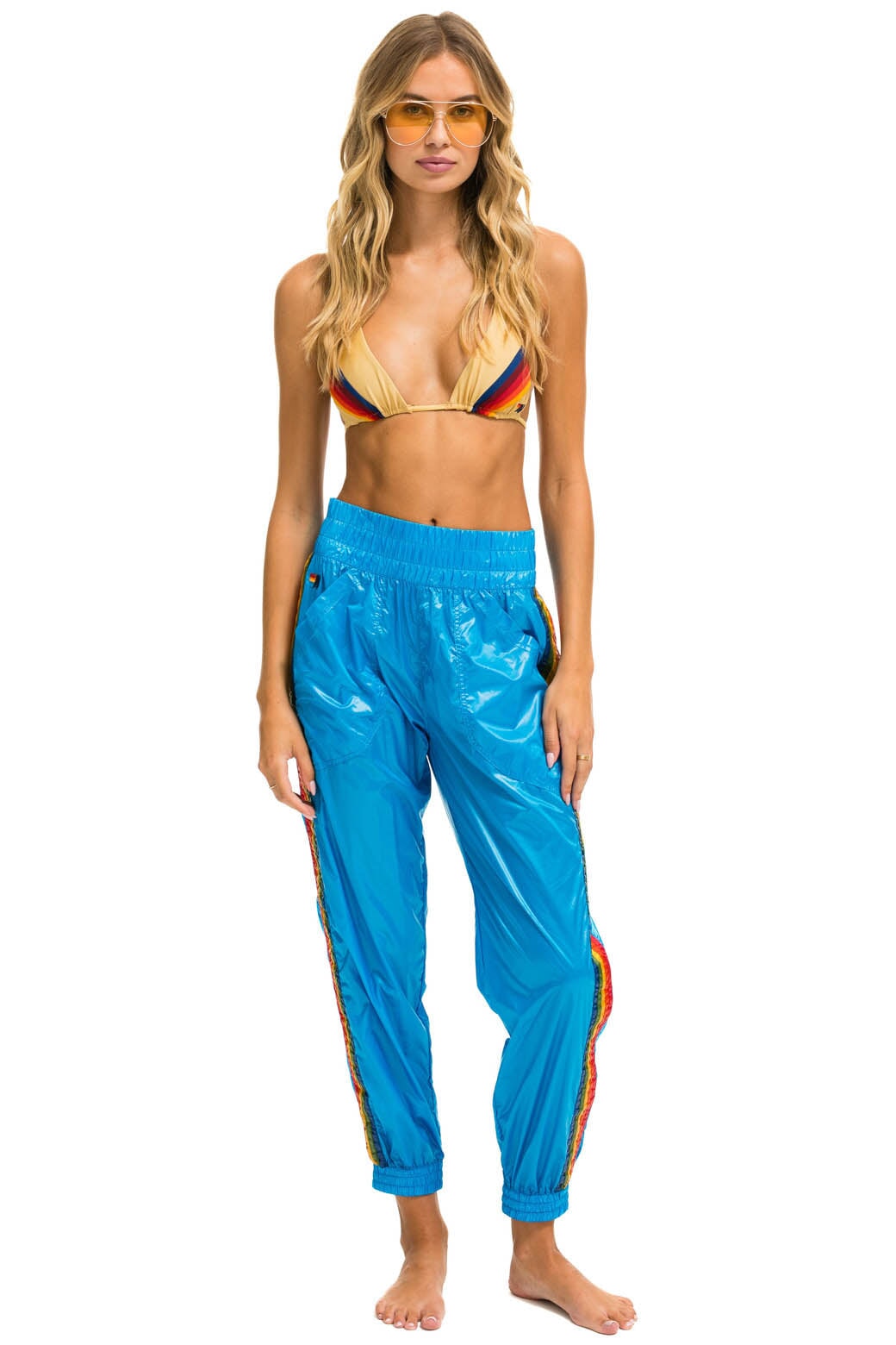 Aviator Nation 5 STRIPE HI RISE WIND PANT - DRESDEN