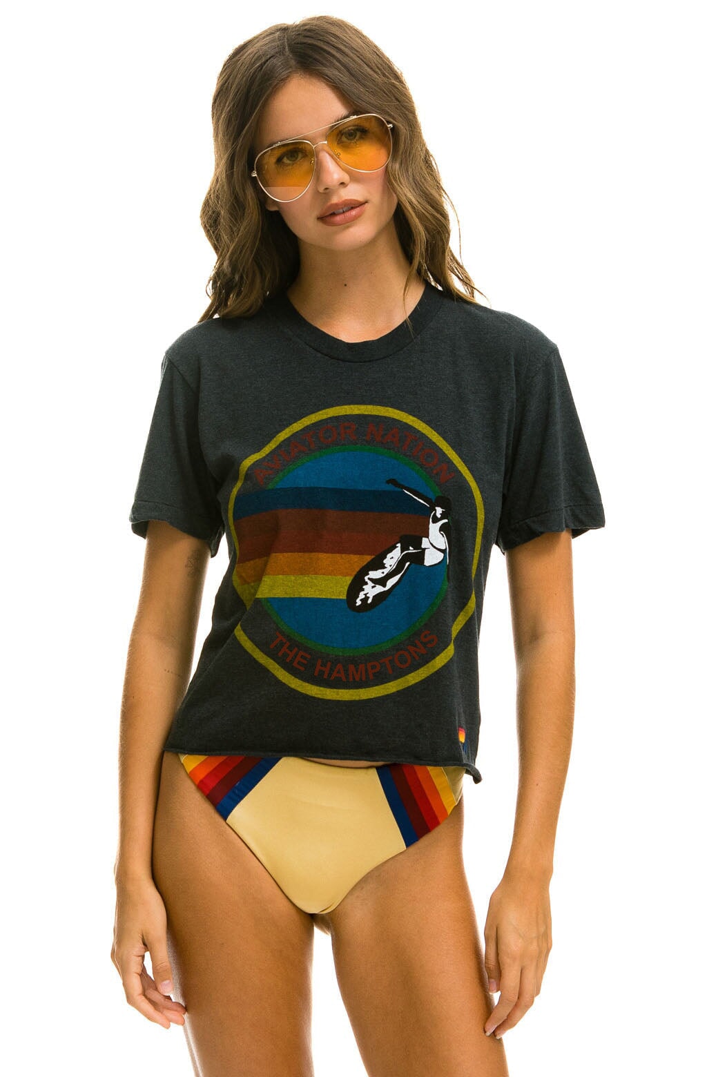 Aviator Nation AVIATOR NATION HAMPTONS BOYFRIEND TEE - CHARCOAL