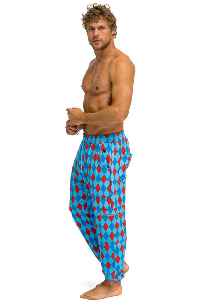 Aviator Nation DIAMOND REPEAT SMILEY 2 EMBROIDERY SWEATPANTS - SKY