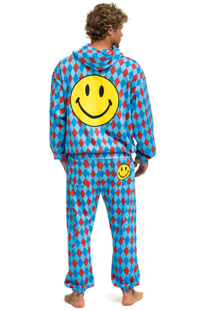Aviator Nation DIAMOND REPEAT SMILEY 2 EMBROIDERY SWEATPANTS - SKY