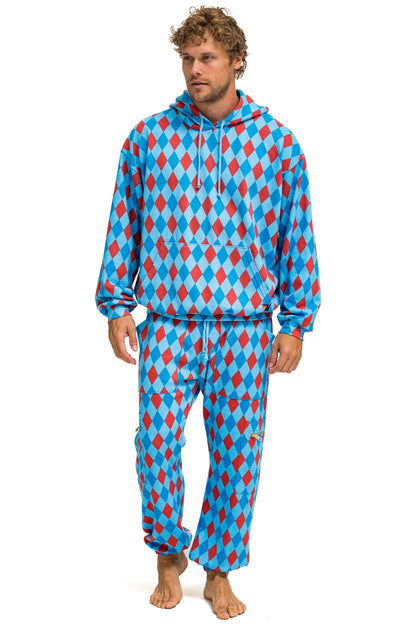 Aviator Nation DIAMOND REPEAT SMILEY 2 EMBROIDERY SWEATPANTS - SKY