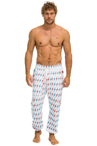 Aviator Nation AVIATOR BOLT EMBROIDERY SWEATPANTS - WHITE // USA