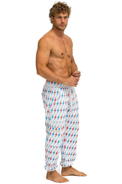 Aviator Nation AVIATOR BOLT EMBROIDERY SWEATPANTS - WHITE // USA