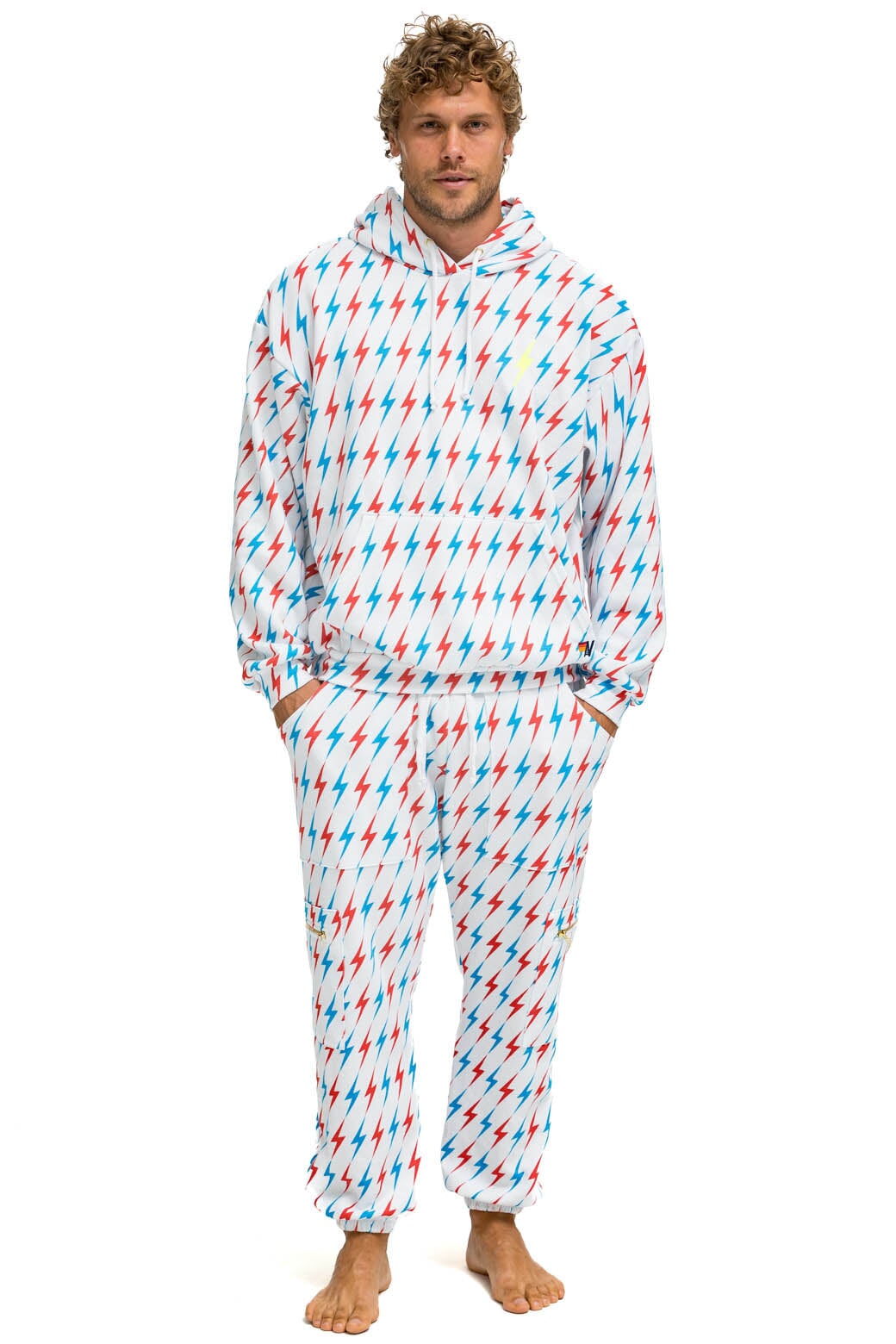 Aviator Nation AVIATOR BOLT EMBROIDERY SWEATPANTS - WHITE // USA