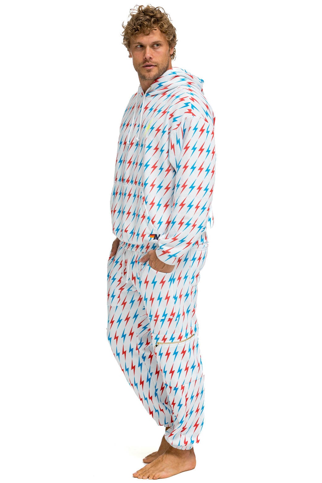 Aviator Nation AVIATOR BOLT EMBROIDERY SWEATPANTS - WHITE // USA