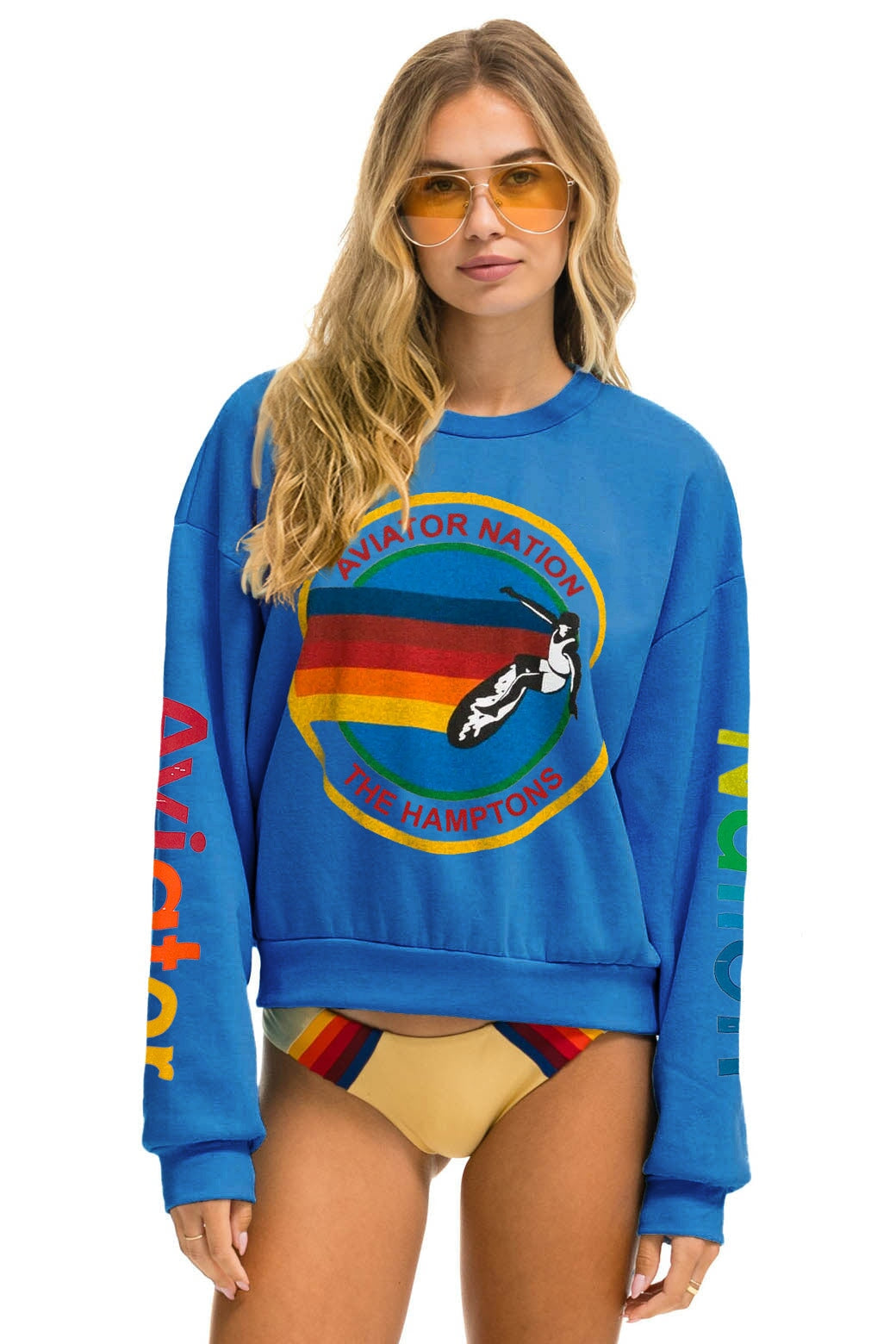 Aviator Nation AVIATOR NATION HAMPTONS RELAXED CREW SWEATSHIRT - OCEAN