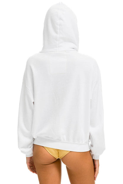 Aviator Nation 5 STRIPE RELAXED ZIP HOODIE - WHITE // NEON RAINBOW