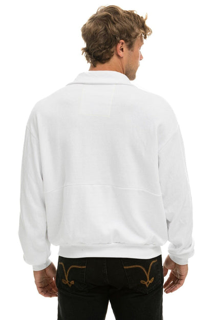 Aviator Nation LOGO EMBROIDERY HALF ZIP SWEATSHIRT - WHITE