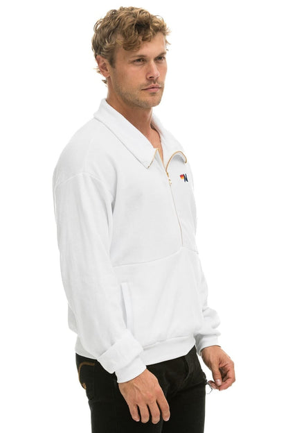 Aviator Nation LOGO EMBROIDERY HALF ZIP SWEATSHIRT - WHITE