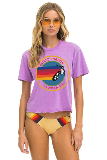 Aviator Nation AVIATOR NATION LA JOLLA BOYFRIEND TEE - NEON PURPLE