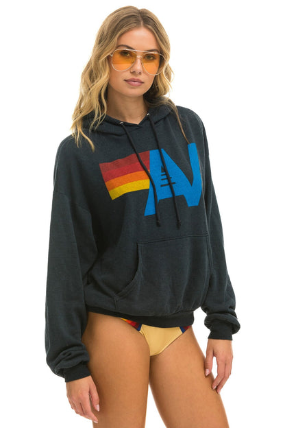 Aviator Nation LOGO PULLOVER RELAXED HOODIE - CHARCOAL