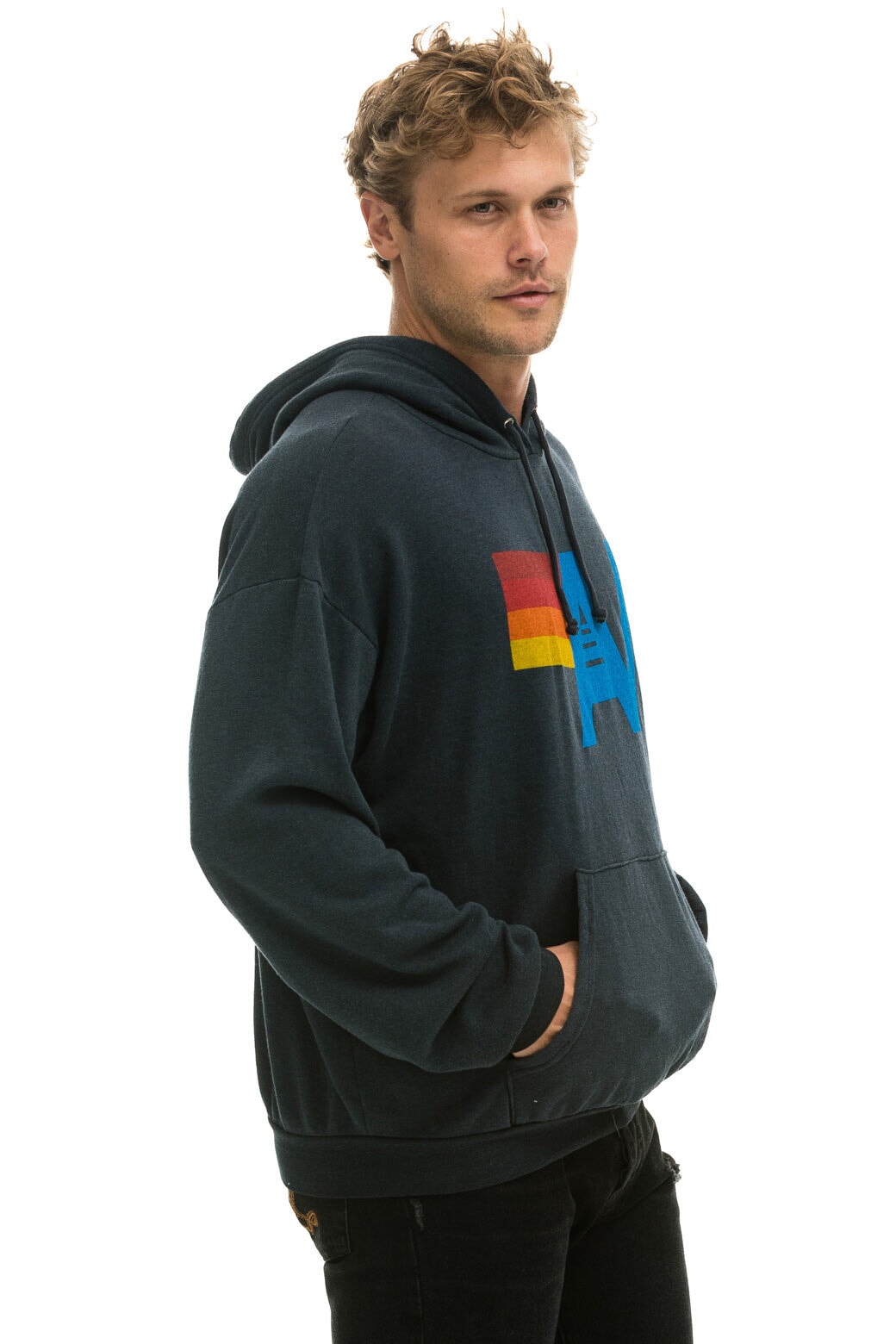 Aviator Nation LOGO PULLOVER RELAXED HOODIE - CHARCOAL