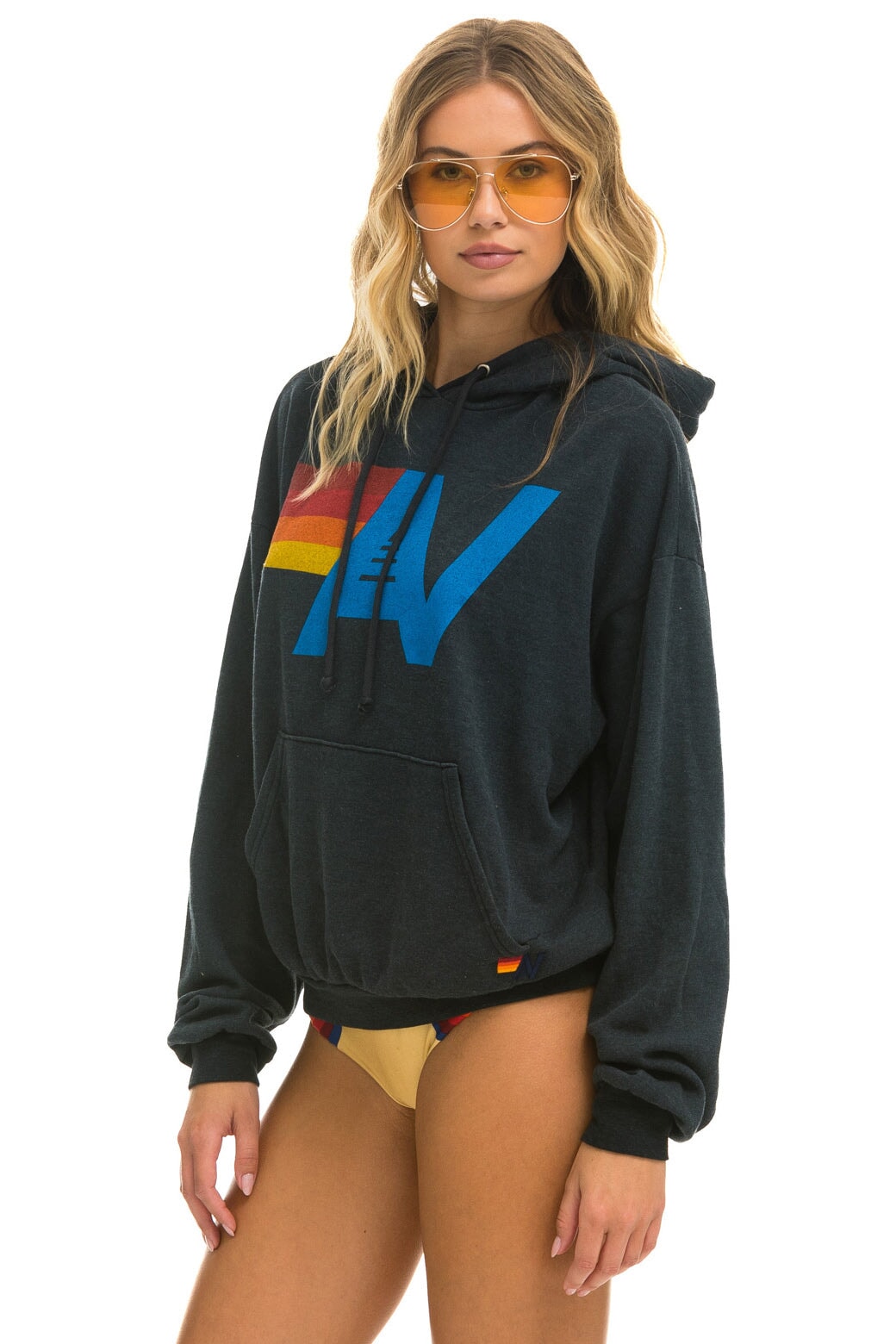 Aviator Nation LOGO PULLOVER RELAXED HOODIE - CHARCOAL