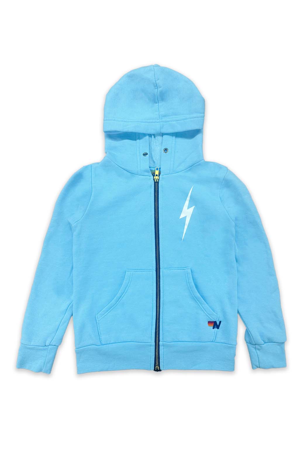 Aviator Nation KIDS BOLT PRINT ZIP HOODIE - SKY // WHITE