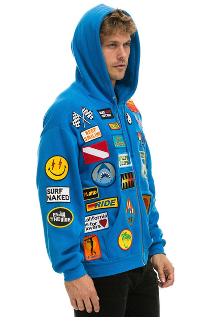 Aviator Nation VINTAGE PATCH ZIP HOODIE RELAXED - OCEAN