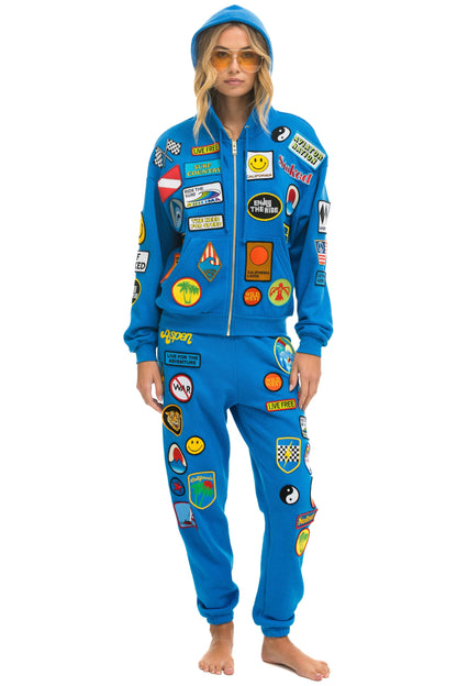 Aviator Nation VINTAGE PATCH ZIP HOODIE RELAXED - OCEAN