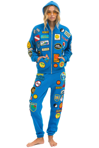Aviator Nation VINTAGE PATCH ZIP HOODIE RELAXED - OCEAN