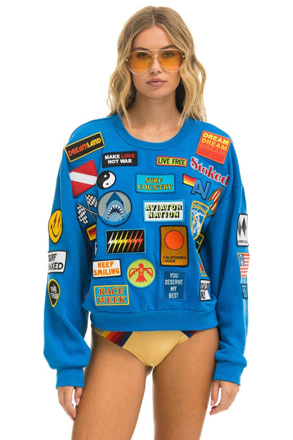 Aviator Nation VINTAGE PATCH RELAXED CREW SWEATSHIRT - OCEAN