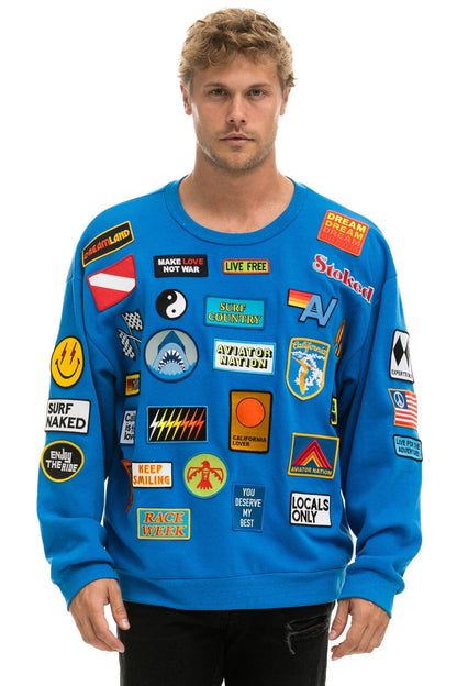 Aviator Nation VINTAGE PATCH RELAXED CREW SWEATSHIRT - OCEAN