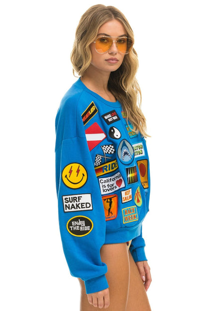 Aviator Nation VINTAGE PATCH RELAXED CREW SWEATSHIRT - OCEAN