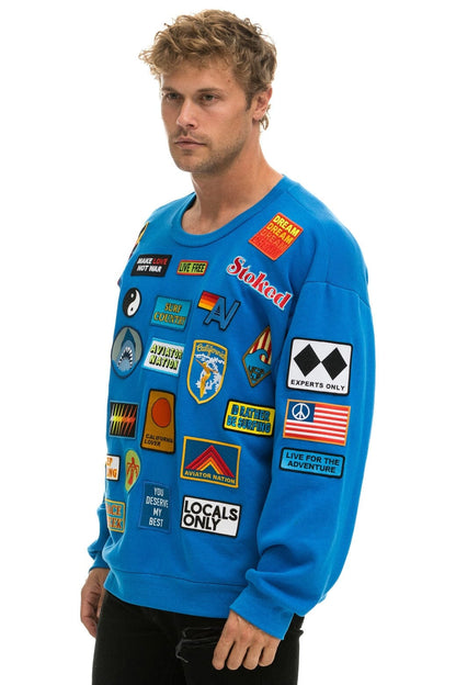 Aviator Nation VINTAGE PATCH RELAXED CREW SWEATSHIRT - OCEAN