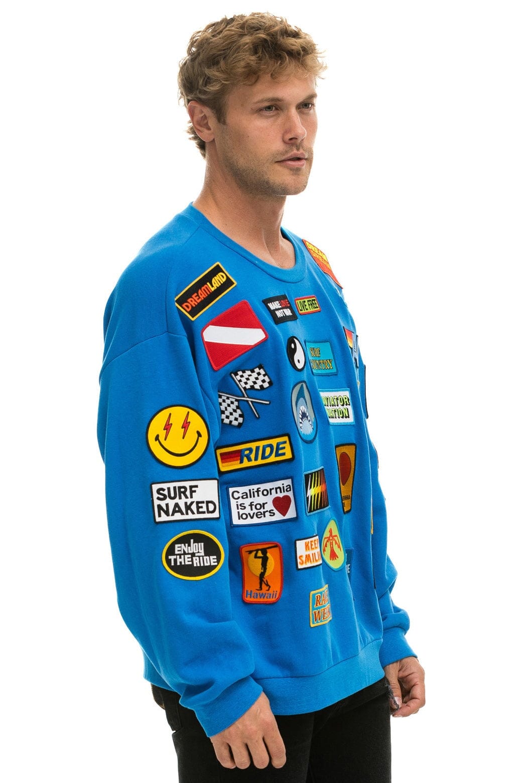 Aviator Nation VINTAGE PATCH RELAXED CREW SWEATSHIRT - OCEAN