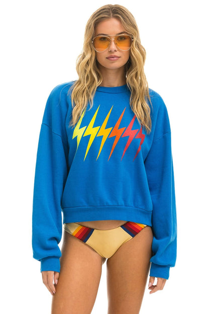 Aviator Nation BOLT GRADIENT RELAXED CREW SWEATSHIRT - OCEAN // RAINBOW