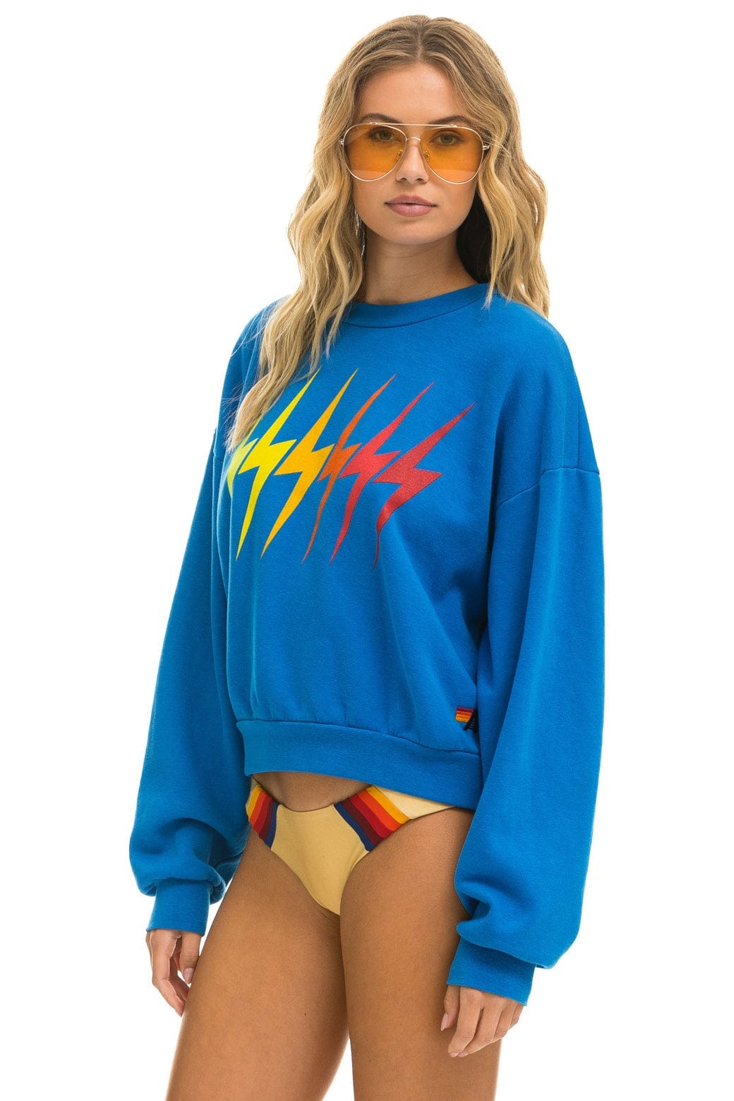 Aviator Nation BOLT GRADIENT RELAXED CREW SWEATSHIRT - OCEAN // RAINBOW
