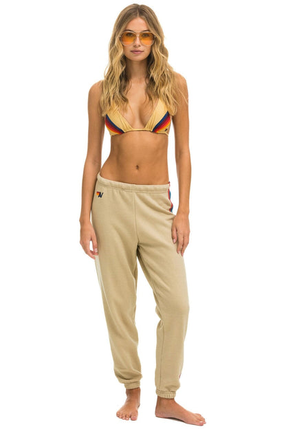 Aviator Nation 5 STRIPE SWEATPANTS - SAND // USA