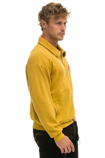 Aviator Nation MOUNTAIN EMBROIDERY HALF ZIP SWEATSHIRT - KHAKI