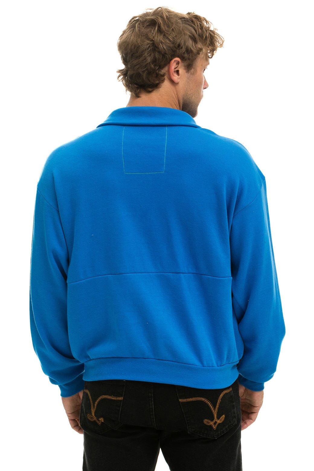 Aviator Nation MOUNTAIN EMBROIDERY HALF ZIP SWEATSHIRT - OCEAN