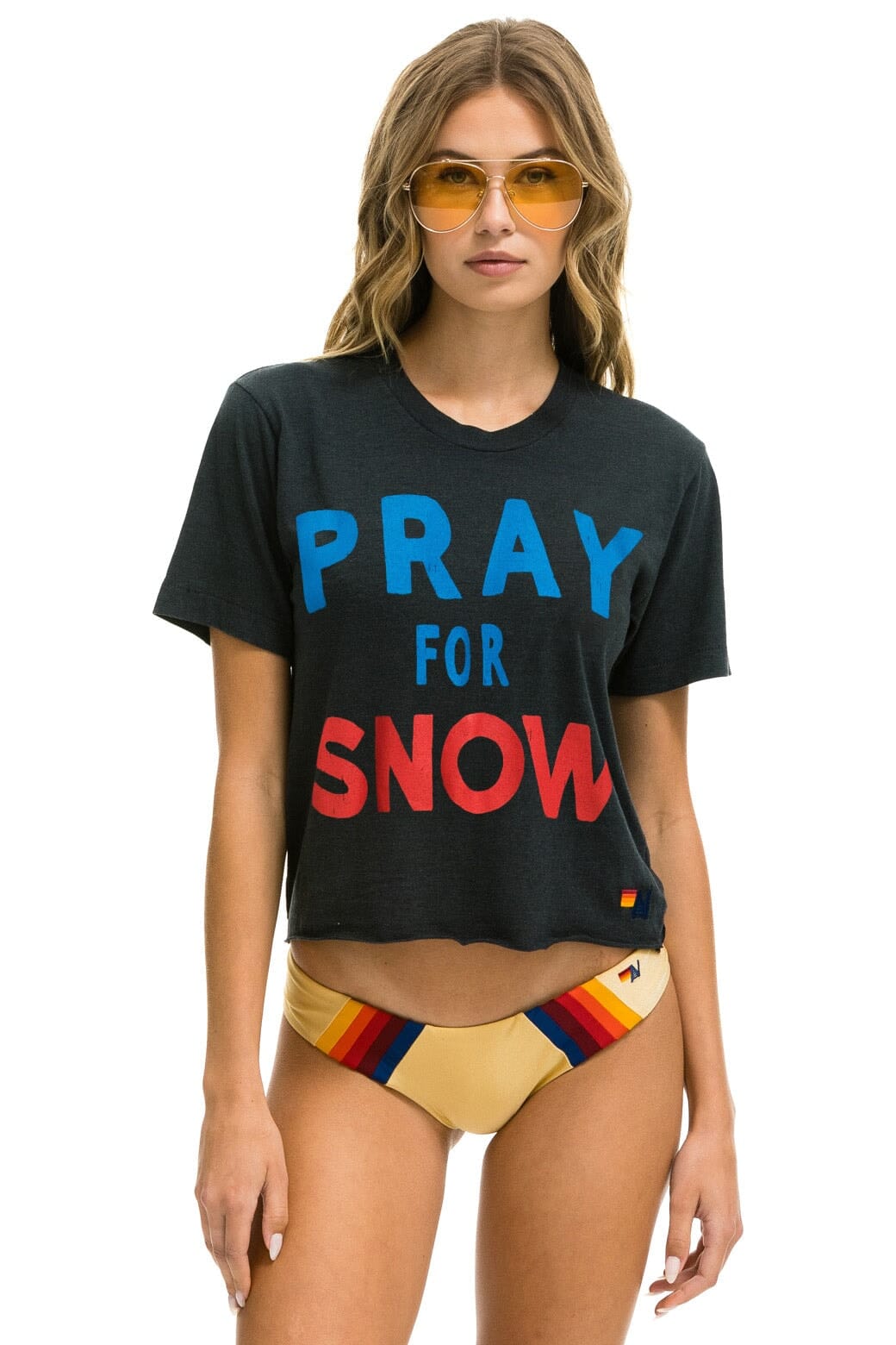 Aviator Nation PRAY FOR SNOW BOYFRIEND TEE - CHARCOAL