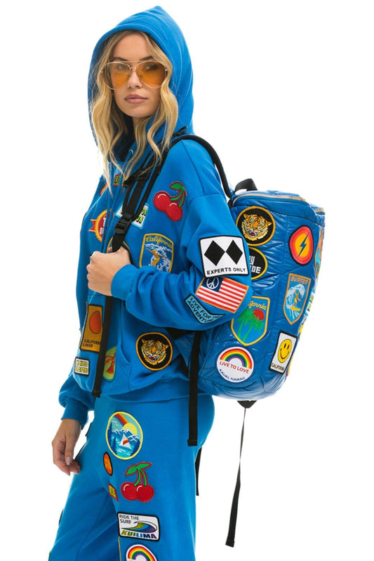 Aviator Nation VINTAGE PATCH PUFFER BACKPACK - SNORKEL BLUE GLOSSY