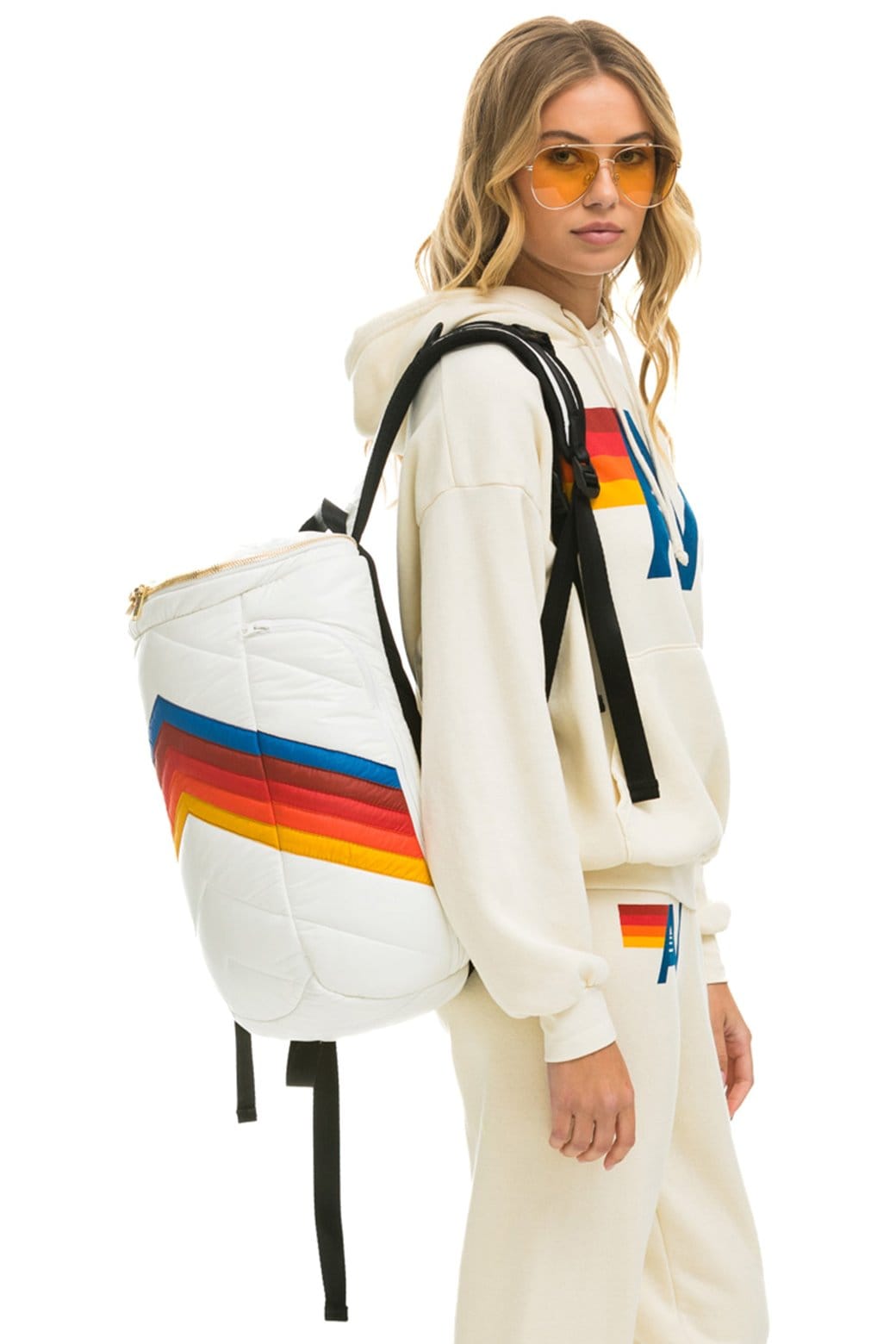 Aviator Nation PEAK PUFFER BACKPACK - WHITE GLOSSY