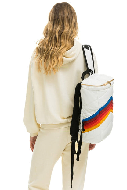 Aviator Nation PEAK PUFFER BACKPACK - WHITE GLOSSY