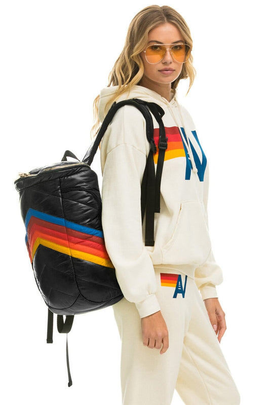 Aviator Nation PEAK PUFFER BACKPACK - BLACK GLOSSY