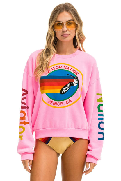 Aviator Nation AVIATOR NATION RELAXED CREW SWEATSHIRT - NEON PINK