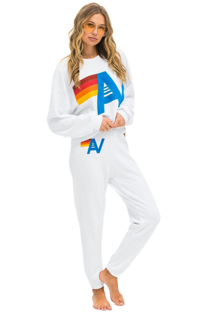 Aviator Nation LOGO STITCH RELAXED CREW SWEATSHIRT - WHITE