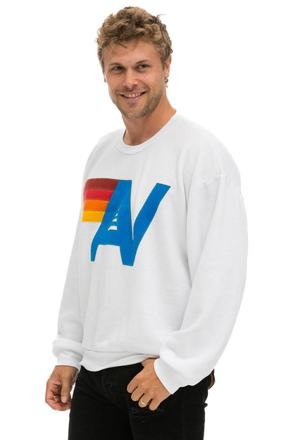 Aviator Nation LOGO STITCH RELAXED CREW SWEATSHIRT - WHITE