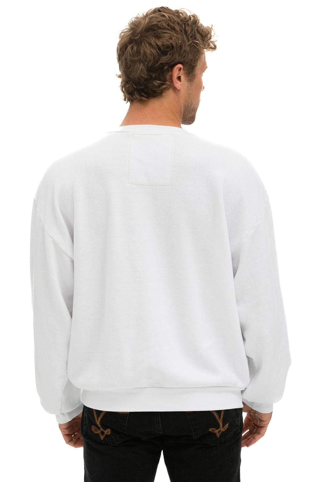 Aviator Nation LOGO STITCH RELAXED CREW SWEATSHIRT - WHITE