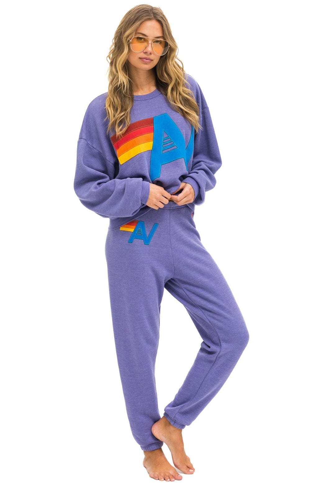 Aviator Nation LOGO STITCH RELAXED CREW SWEATSHIRT - LAVENDER