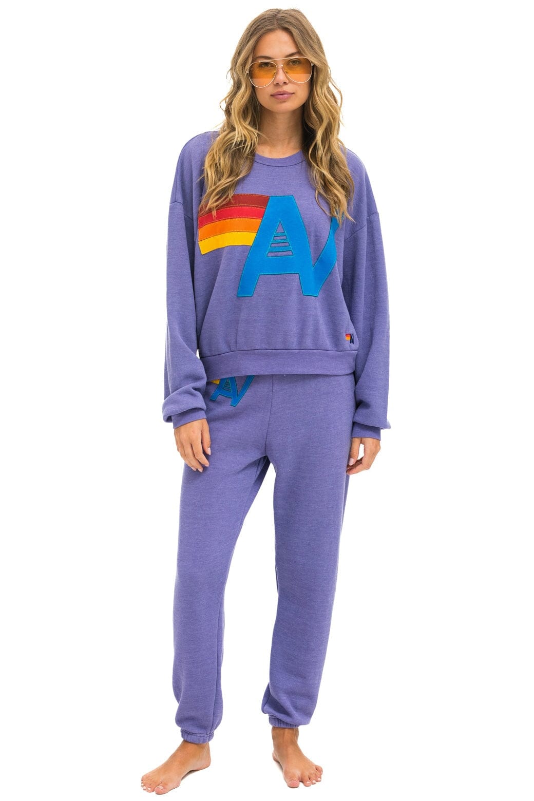 Aviator Nation LOGO STITCH RELAXED CREW SWEATSHIRT - LAVENDER