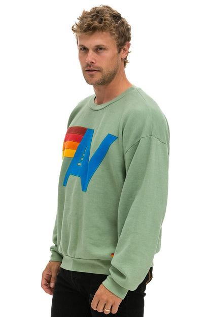 Aviator Nation LOGO STITCH RELAXED CREW SWEATSHIRT - SAGE