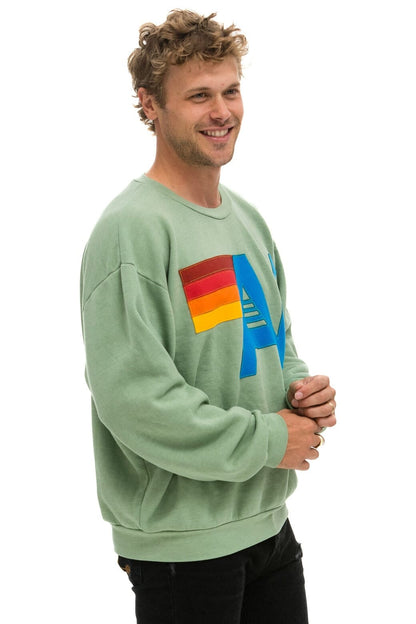 Aviator Nation LOGO STITCH RELAXED CREW SWEATSHIRT - SAGE