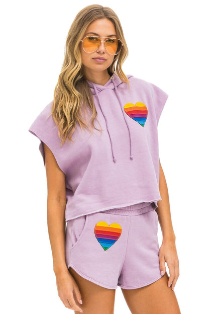 Aviator Nation RAINBOW HEART STITCH LOUNGER SHORT - MAUVE