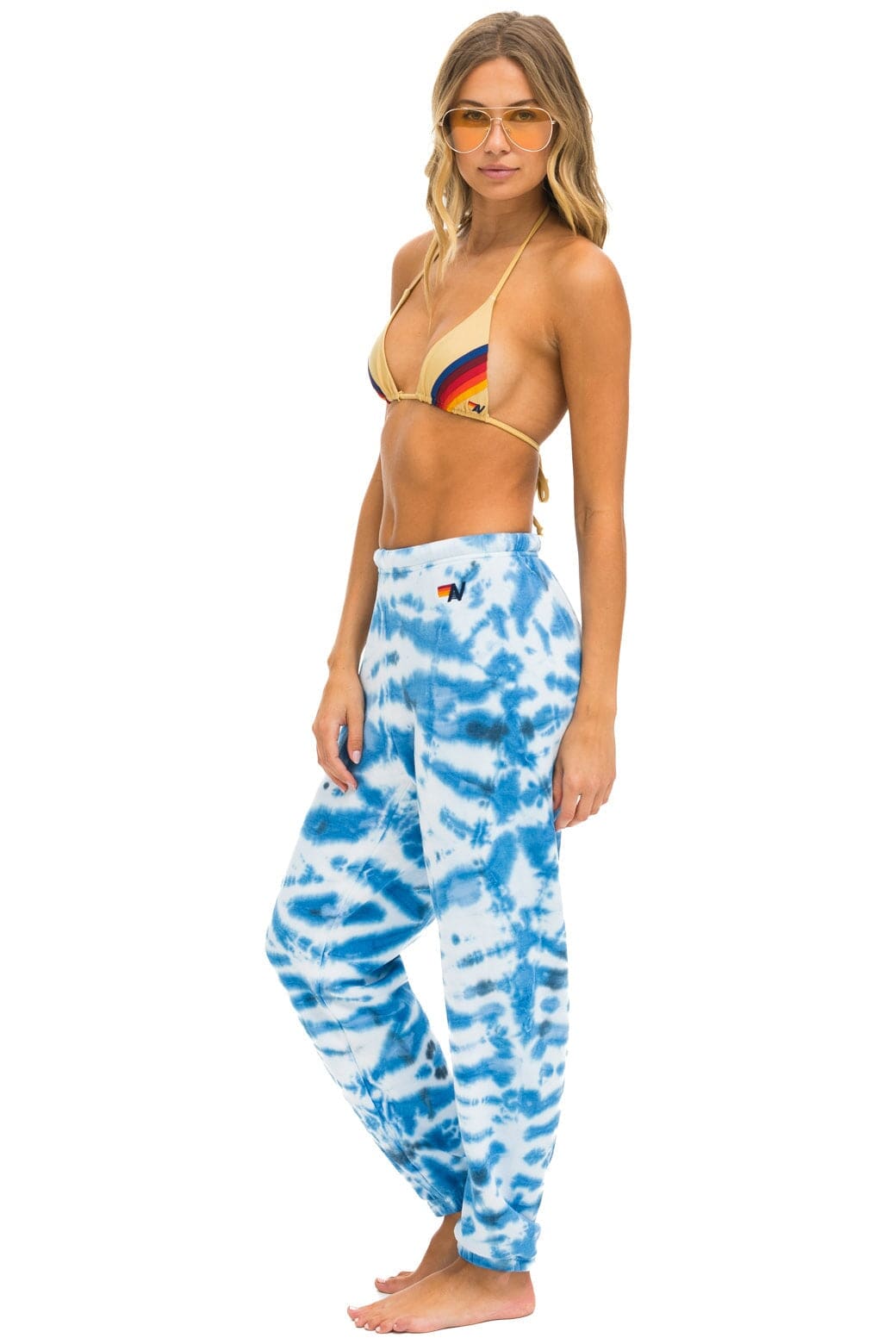 Aviator Nation HAND DYED SWEATPANTS - TIE DYE BLUE