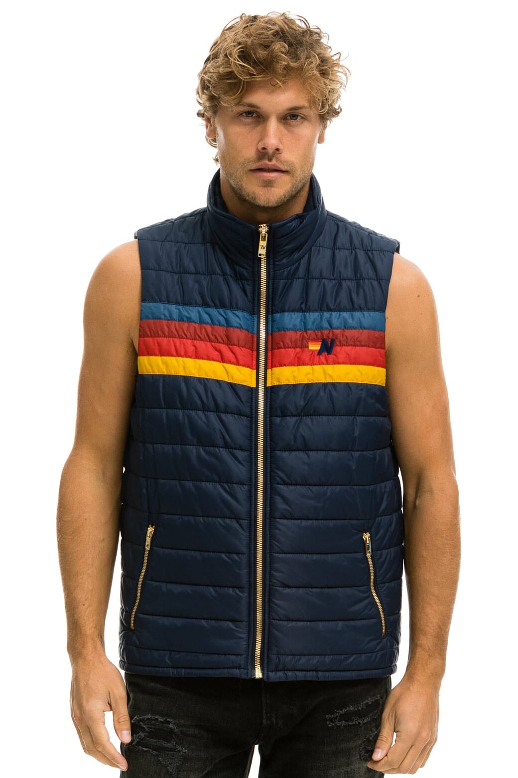 Aviator Nation MEN'S 4 STRIPE VEST - NAVY