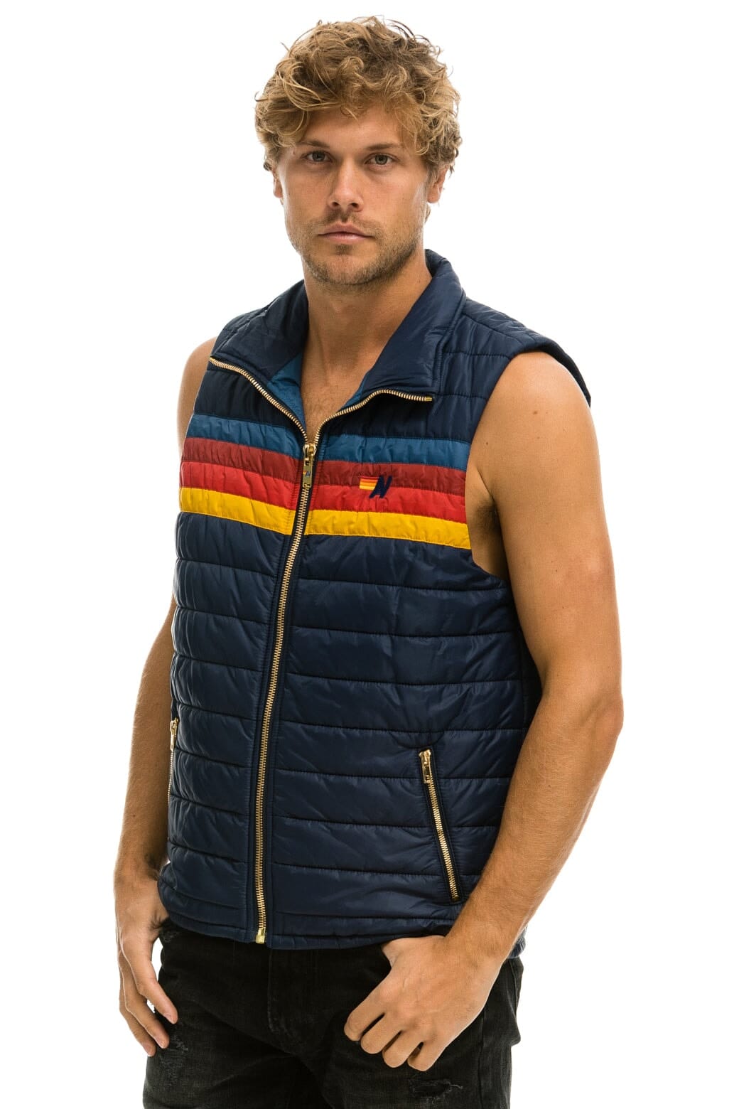 Aviator Nation MEN'S 4 STRIPE VEST - NAVY