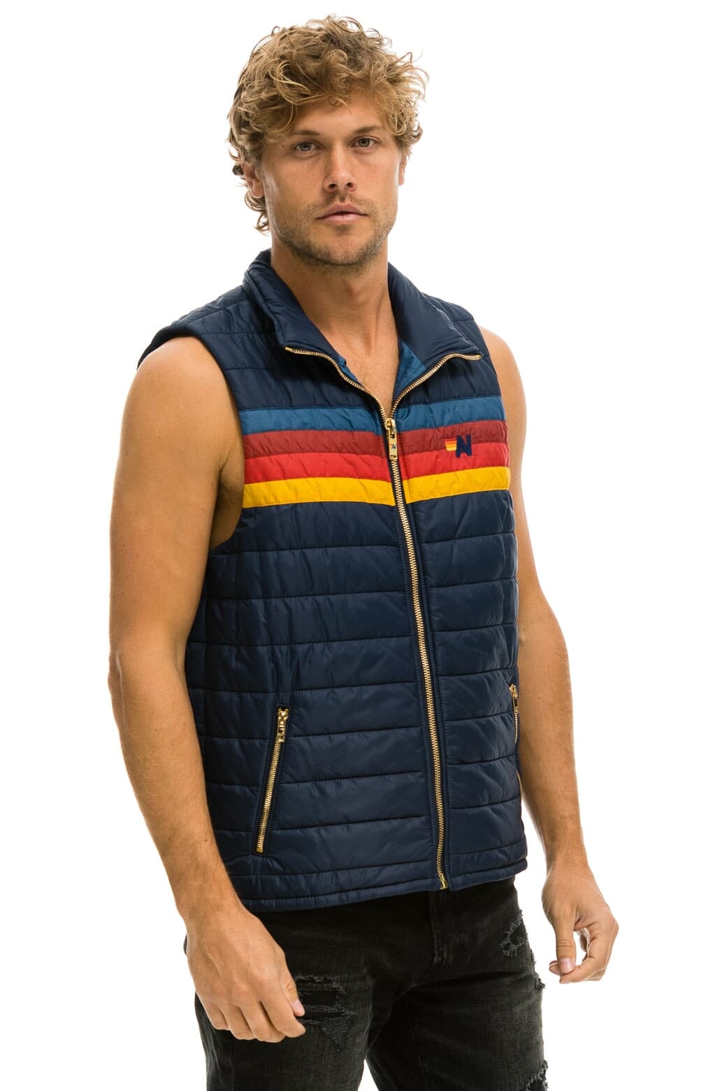 Aviator Nation MEN'S 4 STRIPE VEST - NAVY